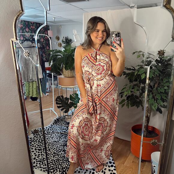 Forever21 paisley print Halter Maxi Dress Multi Size small - Picture 1 of 7
